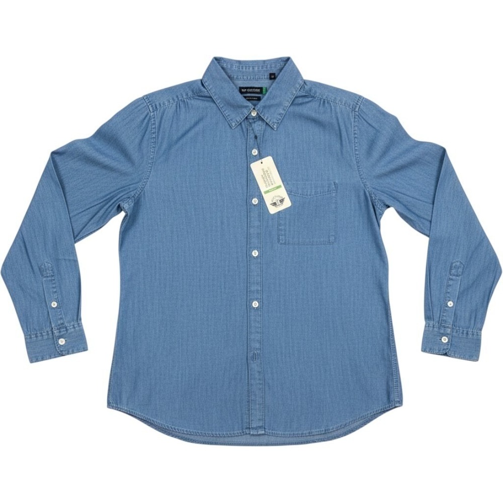 Dockers Womens Blue Jean Blouse Medium Favorite Long Sleeve Button Up A56640002